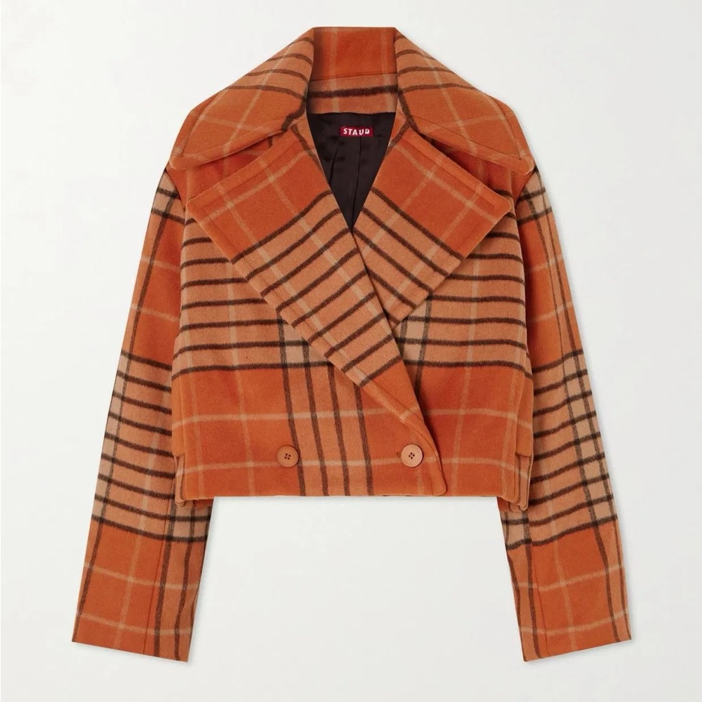 STAUD Rust Plaid Women's Blazer